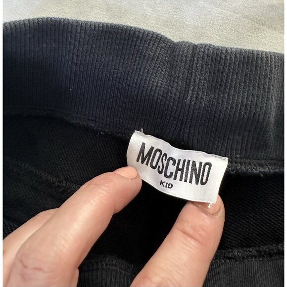 Moschino Kids Size 8 Black Logo-Print Stretch-Cotton Shorts - Picture 3 of 7